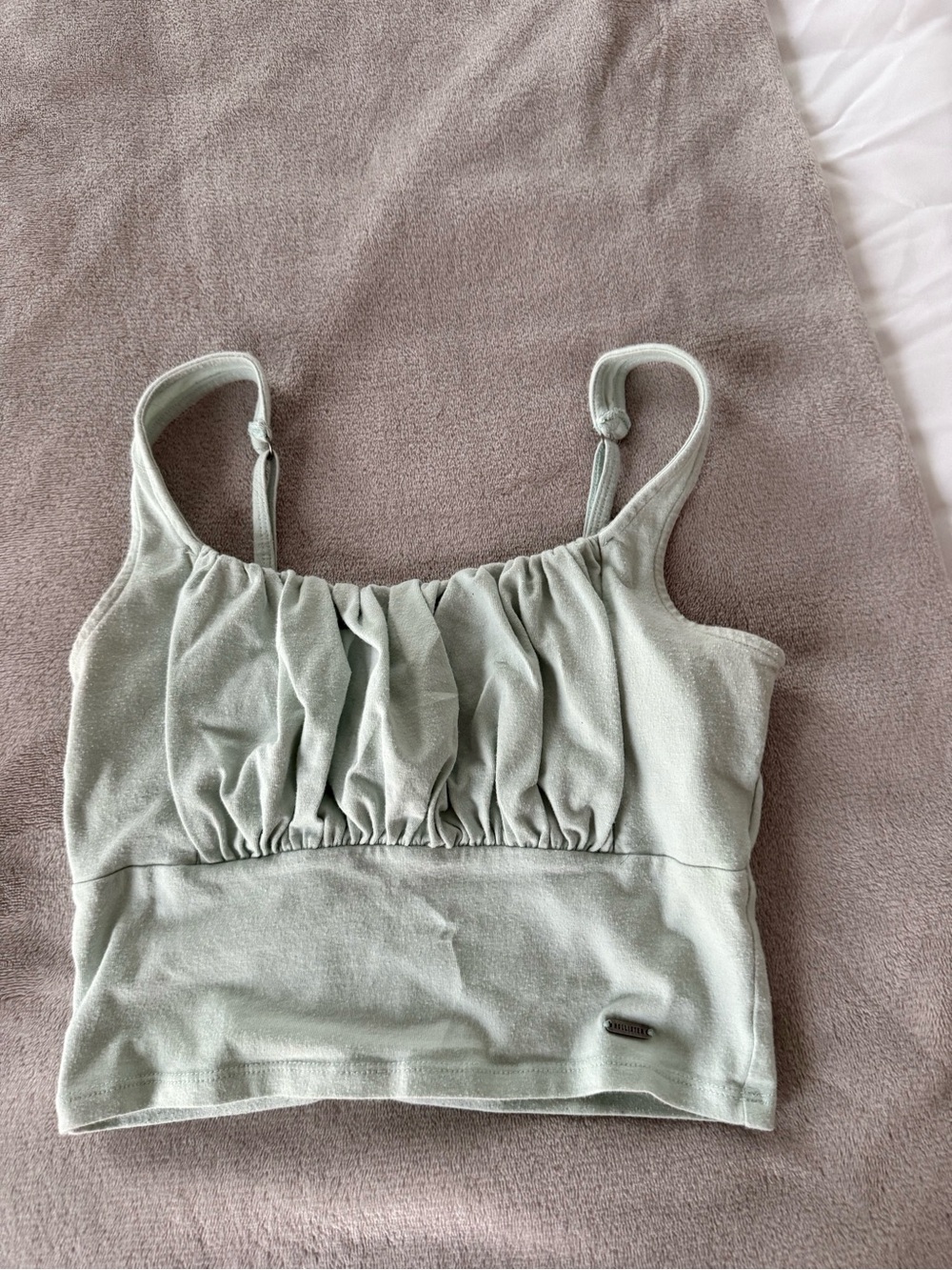 Hollister Ruched Cropped Tank Top - Sage Green